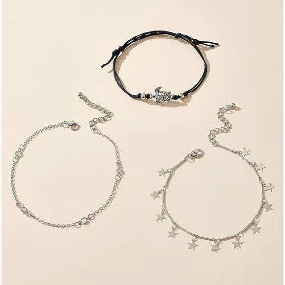 3 Pcs Ankle Bracelets Pendant Foot Chain Star Turtle Tassel Women & Girls - Picture 4 of 5